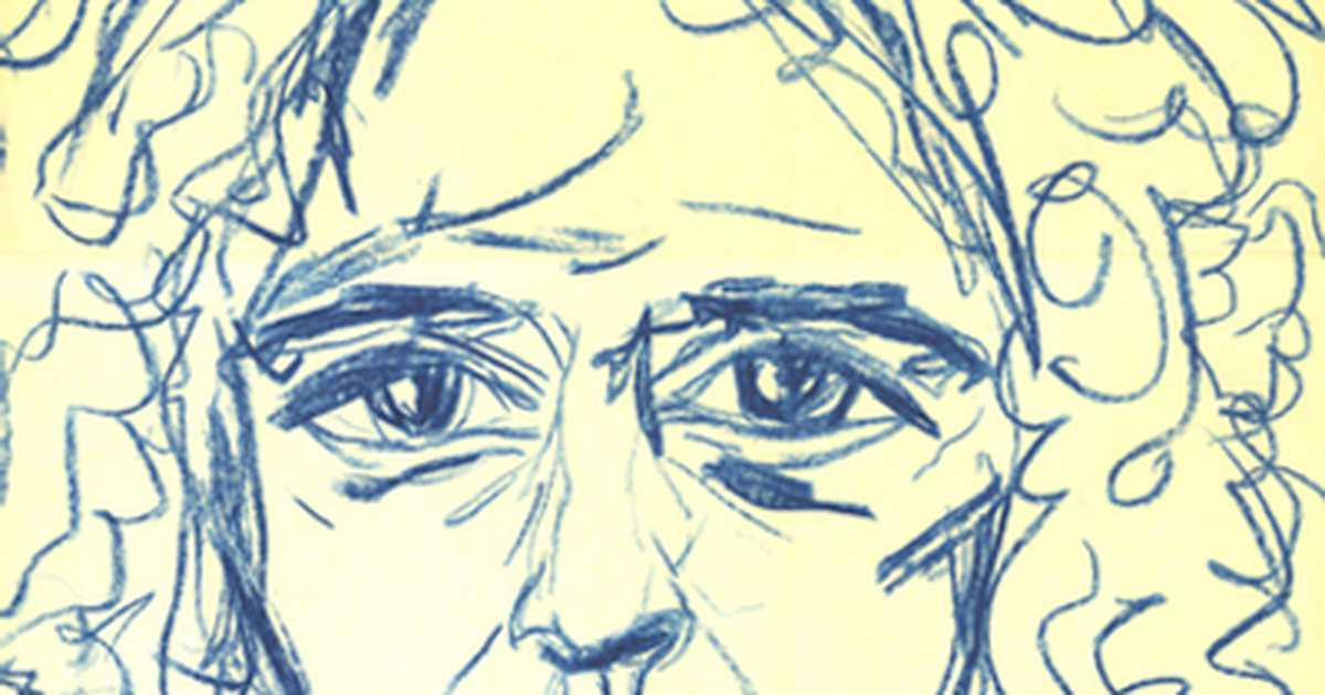 Default opengraph image show a face, painted in blue on white ground.